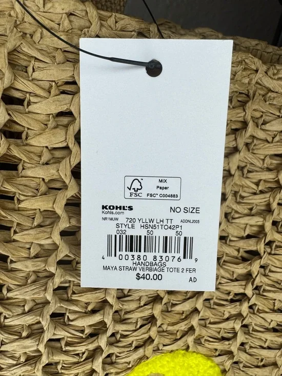 Sonoma ALOHA Straw Tote Bag w/ Pineapple Wristlet NWT Large Summer Beach Bag - Picture 5 of 11